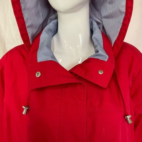 Mackintosh New England Snap Button Detachable Hood Rain Jacket Pea coat Red 1X - Picture 7 of 16